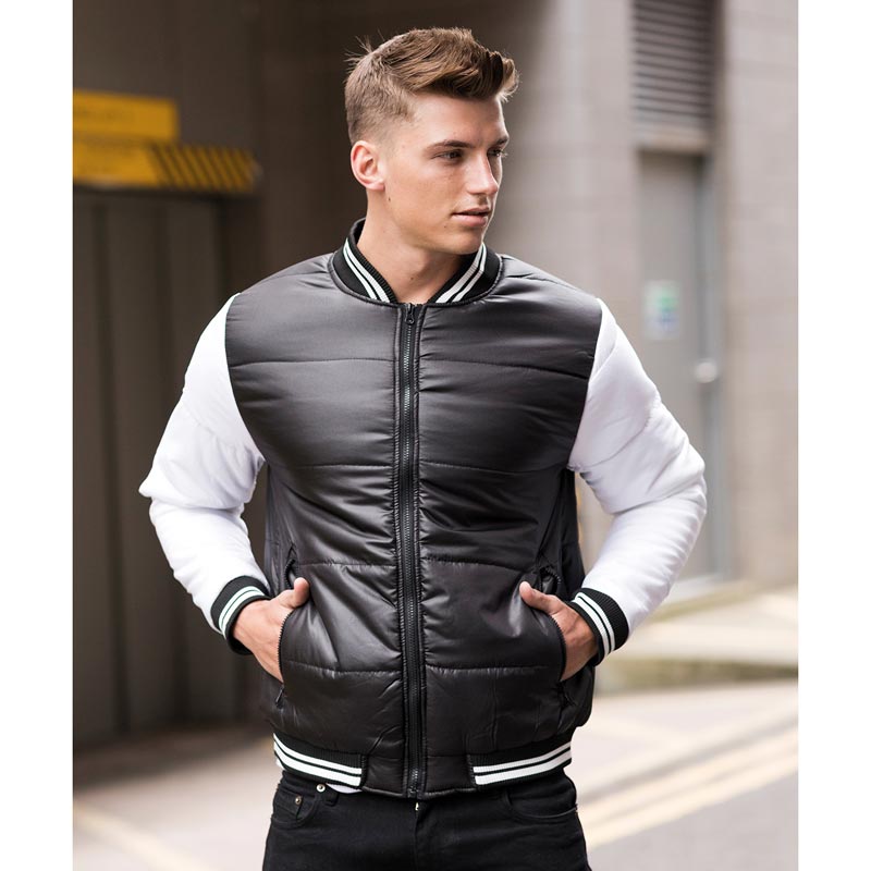 Varsity puffer jacket - Jet Black/White XS